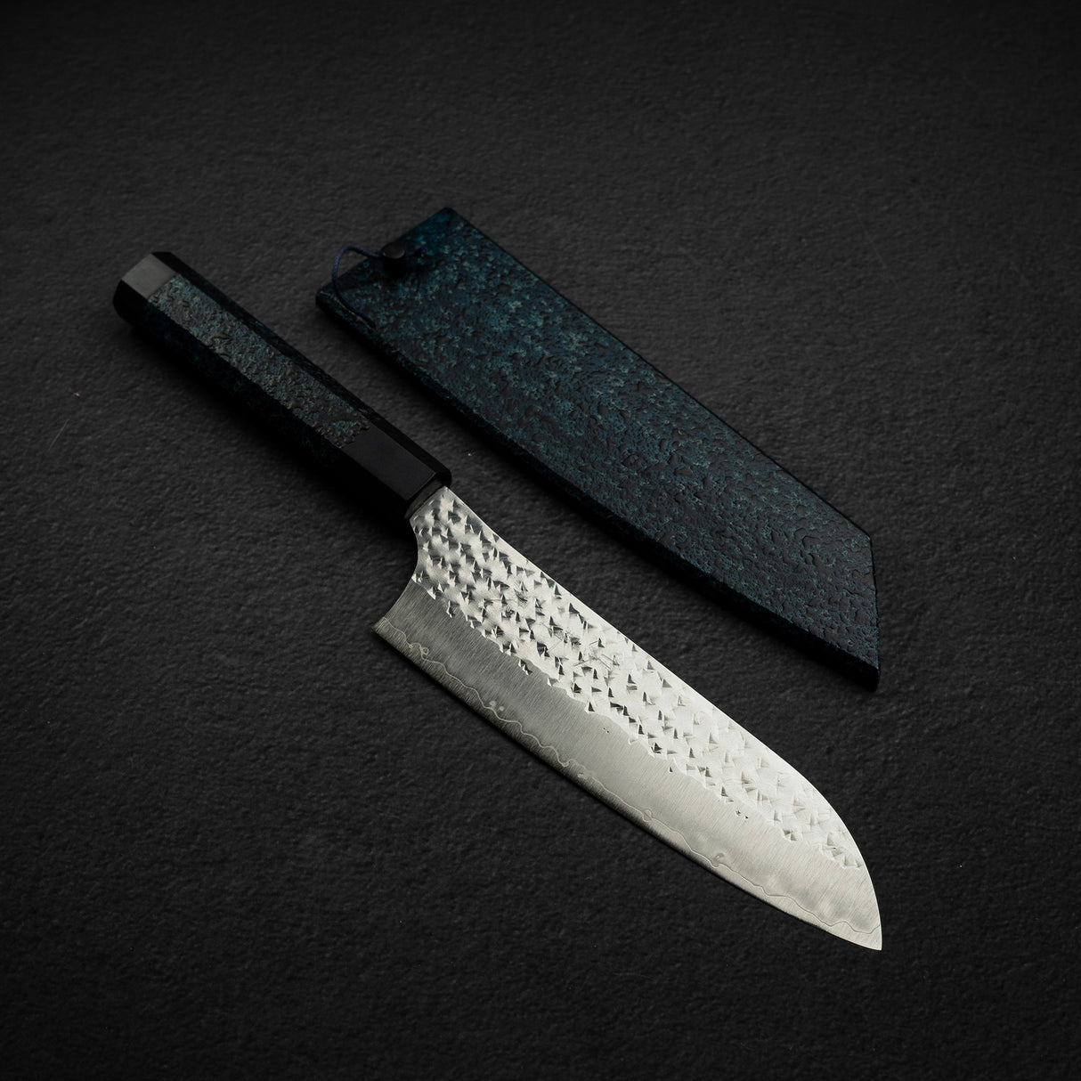 黒﨑打刃物 閃光 鋭 スーパーゴールド2 三徳 165mm 藍天目ハンドル 鞘付き