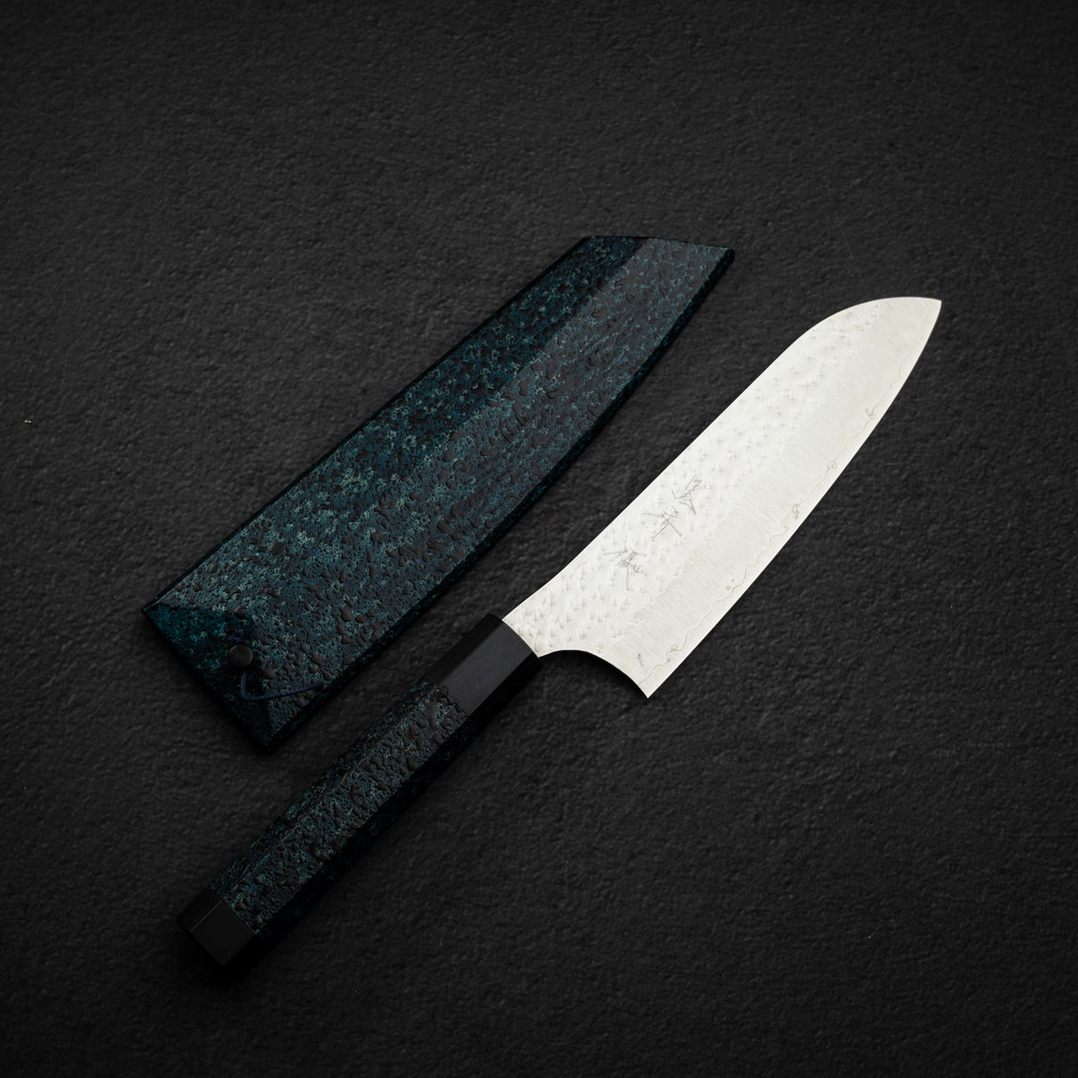 黒﨑打刃物 閃光 鋭 スーパーゴールド2 三徳 165mm 藍天目ハンドル 鞘付き
