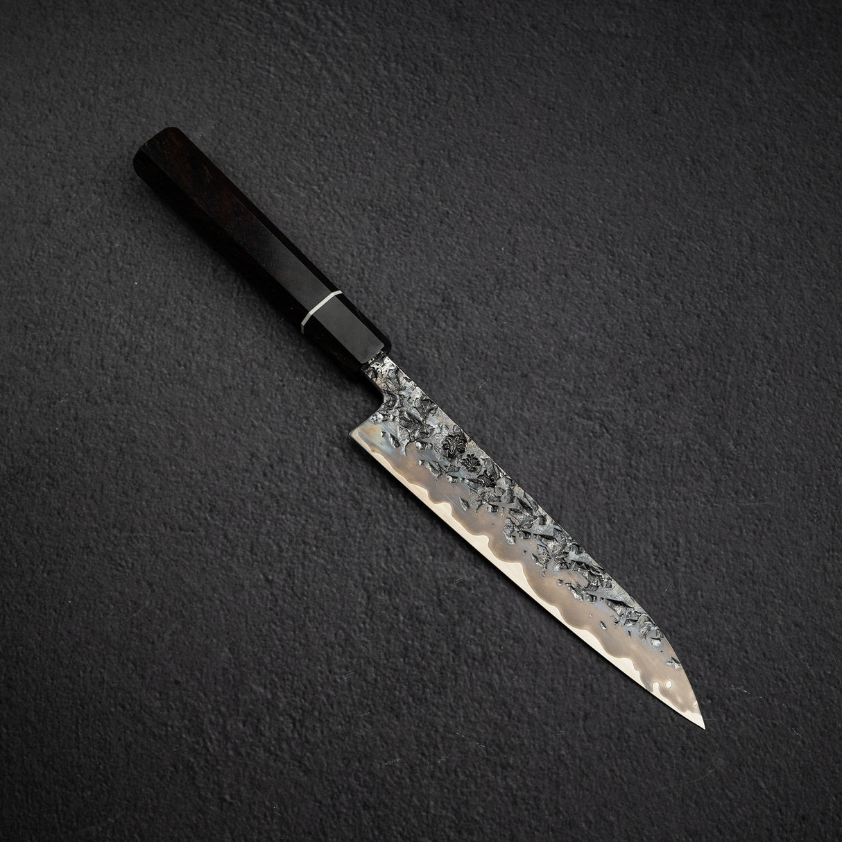 間中刃物鍛錬所 x Xinguo ATS34 ペティナイフ 槌目鏡面霞仕上げ 180mm 鞘付き