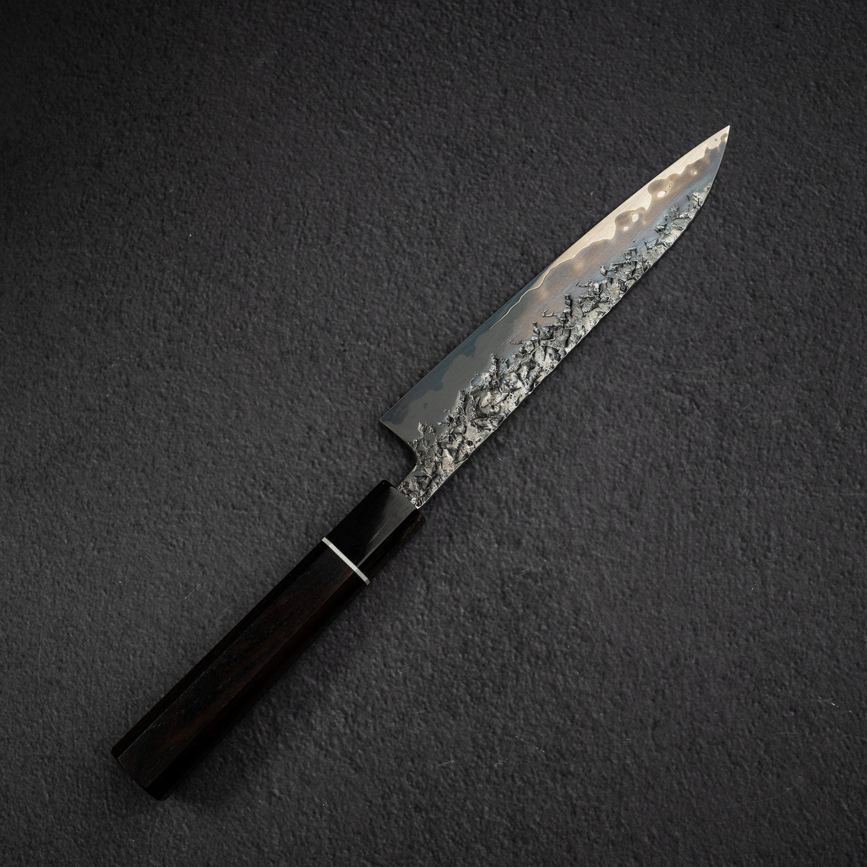 間中刃物鍛錬所 x Xinguo ATS34 ペティナイフ 槌目鏡面霞仕上げ 180mm 鞘付き
