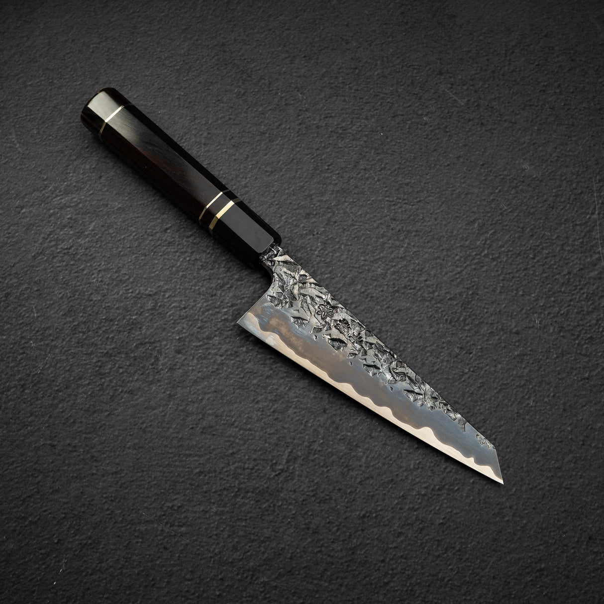 間中刃物鍛錬所 x Xinguo ATS34 骨スキ 槌目鏡面霞仕上げ 150mm 鞘付き