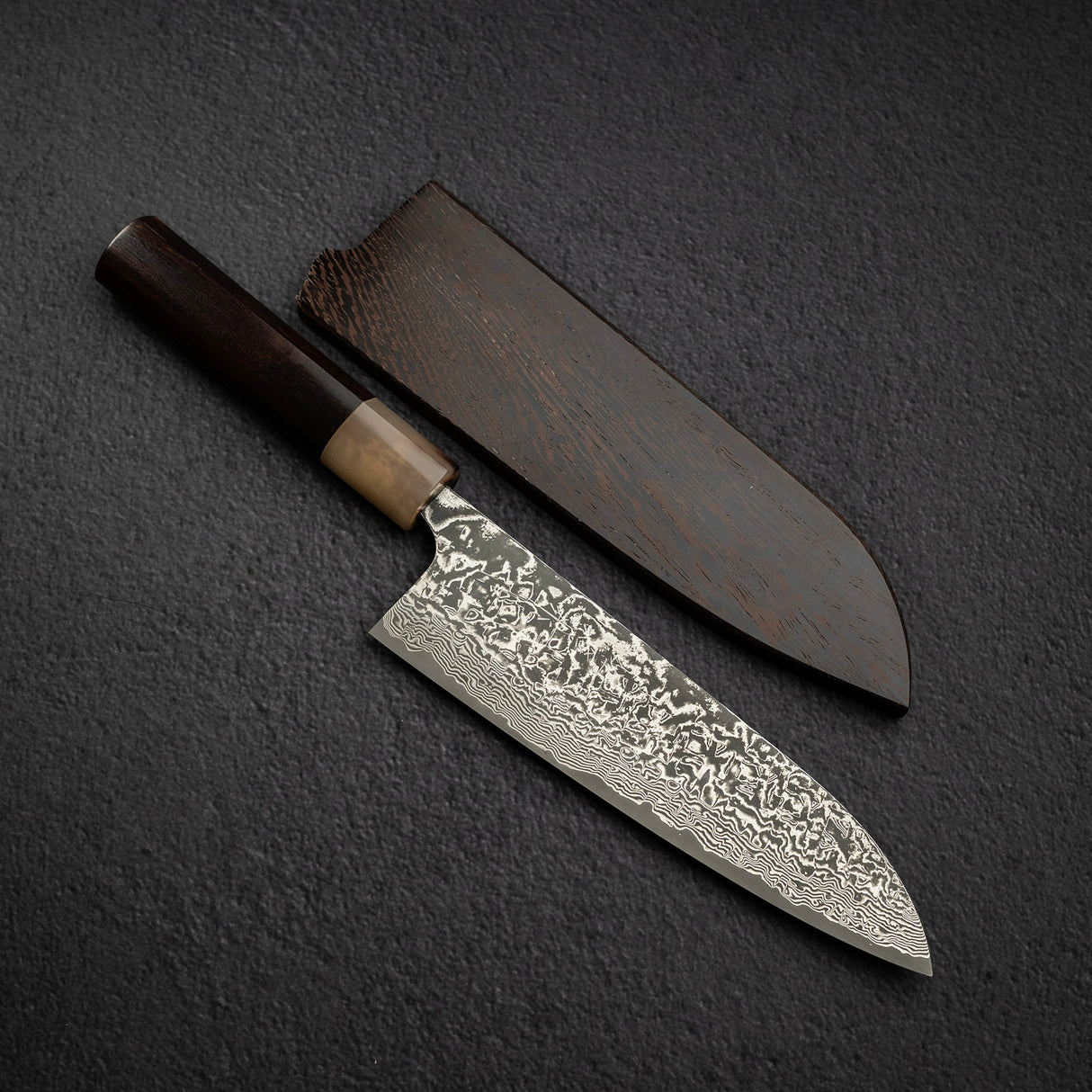佐治打刃物 SG2 ブラックダマスカス 三徳 180mm ウェンジ鞘付き