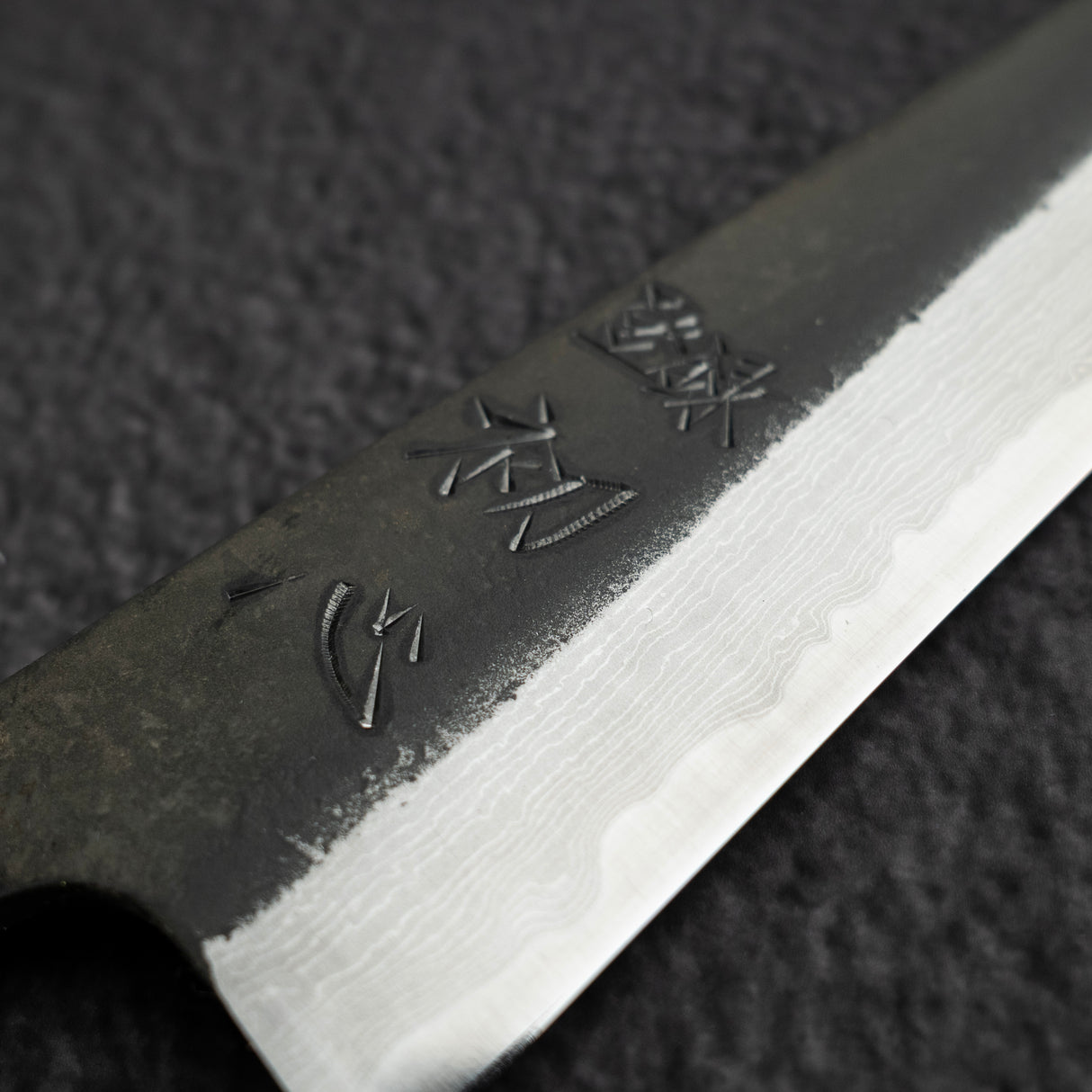 初心 蜃気楼 青紙スーパー 黒打ち ダマスカス ペティナイフ 150mm