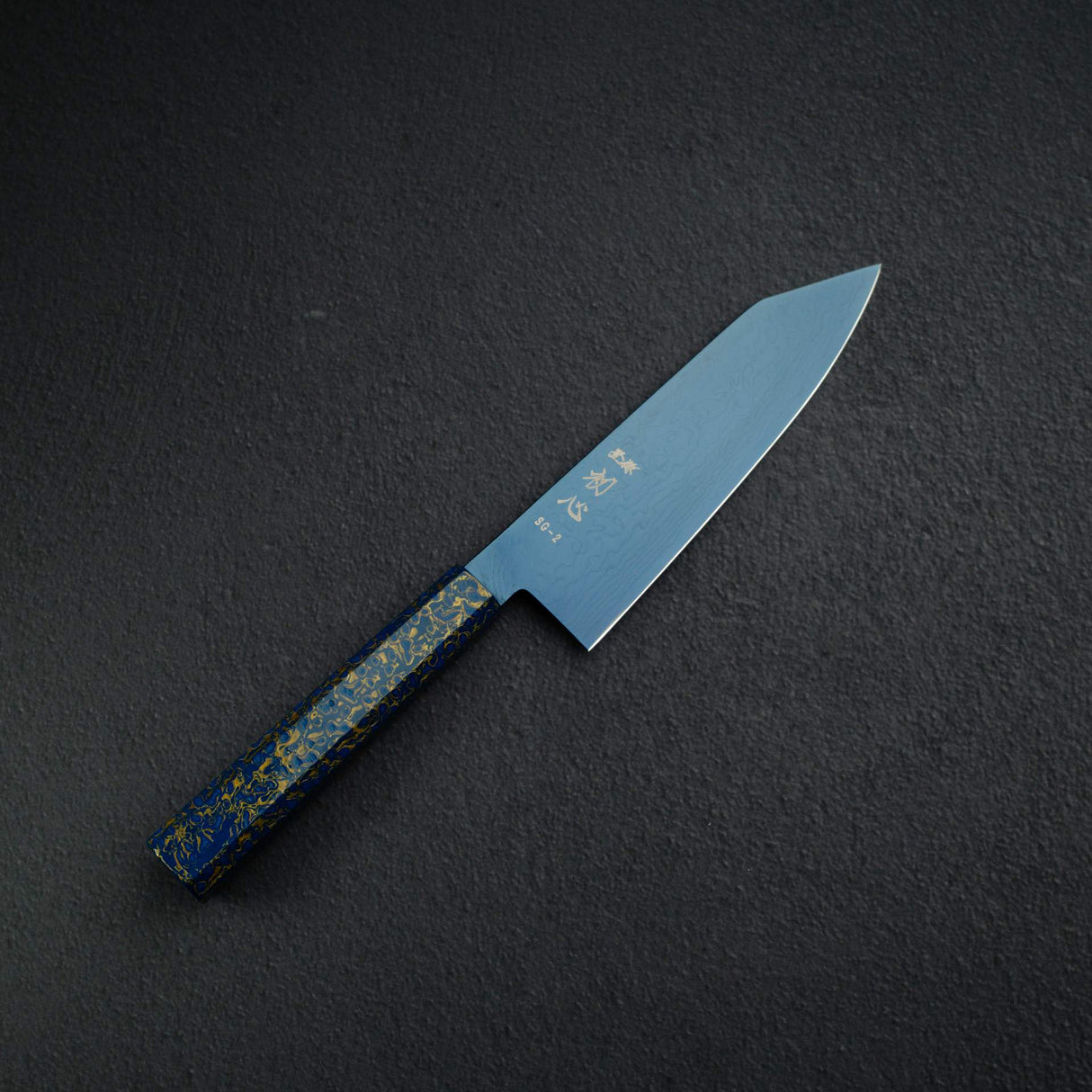 初心 流氷 SG2 ダマスカス ブルー 文化 180mm 漆ハンドル