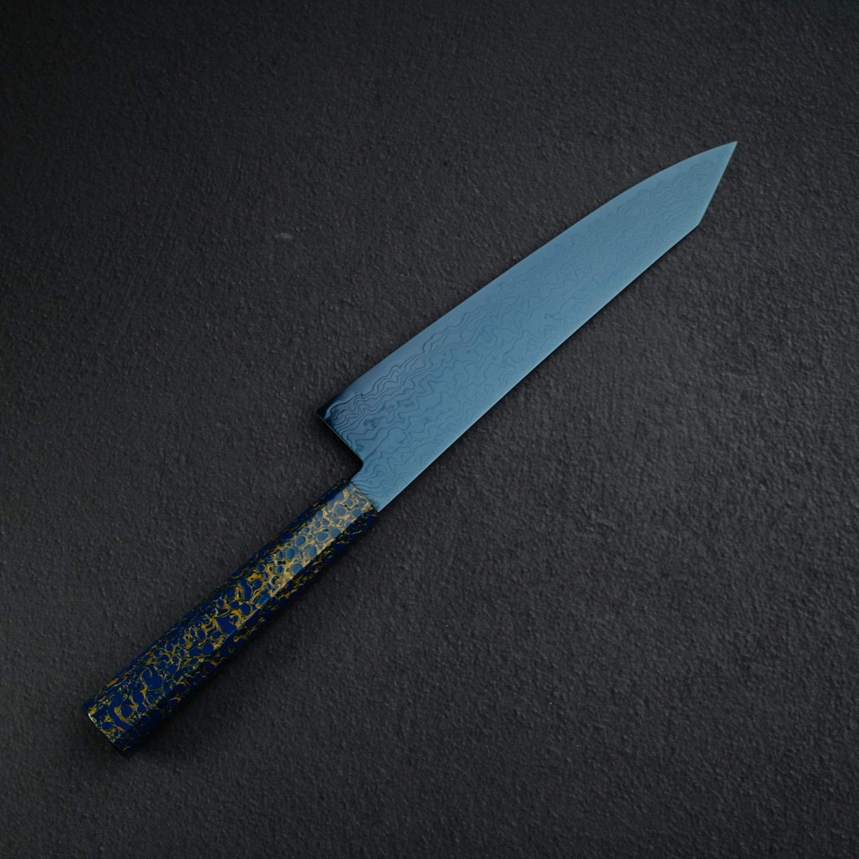 初心 流氷 SG2 ダマスカス ブルー 切付牛刀 210mm 漆ハンドル