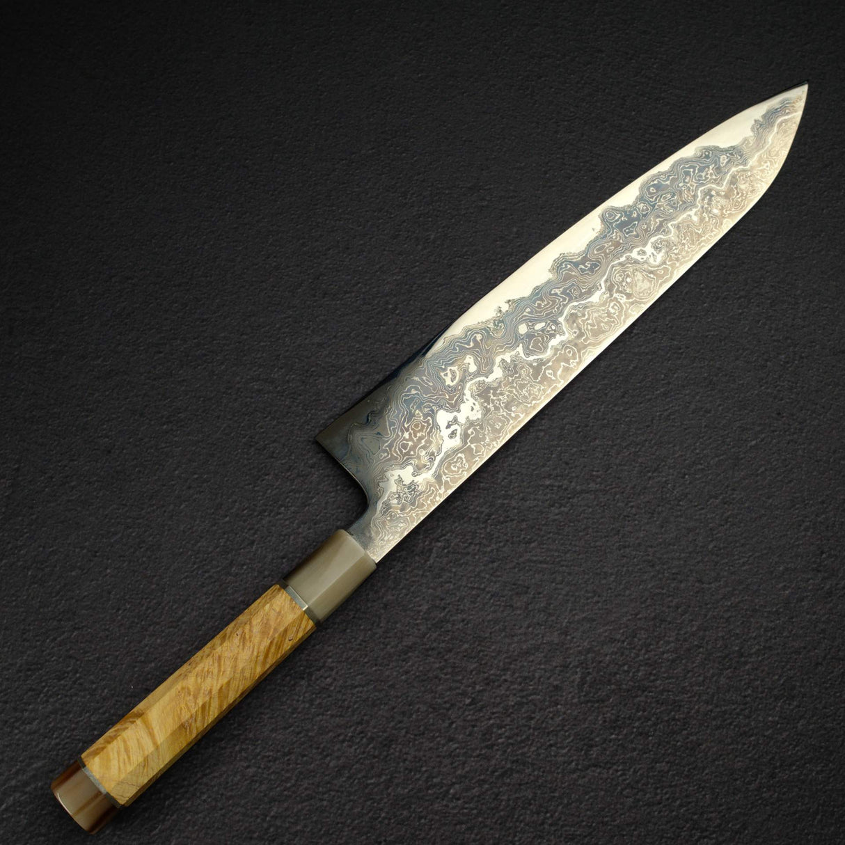 間中刃物鍛錬所 x XINGUO 青一鋼 白雲炎 ダマスカス 牛刀 300mm
