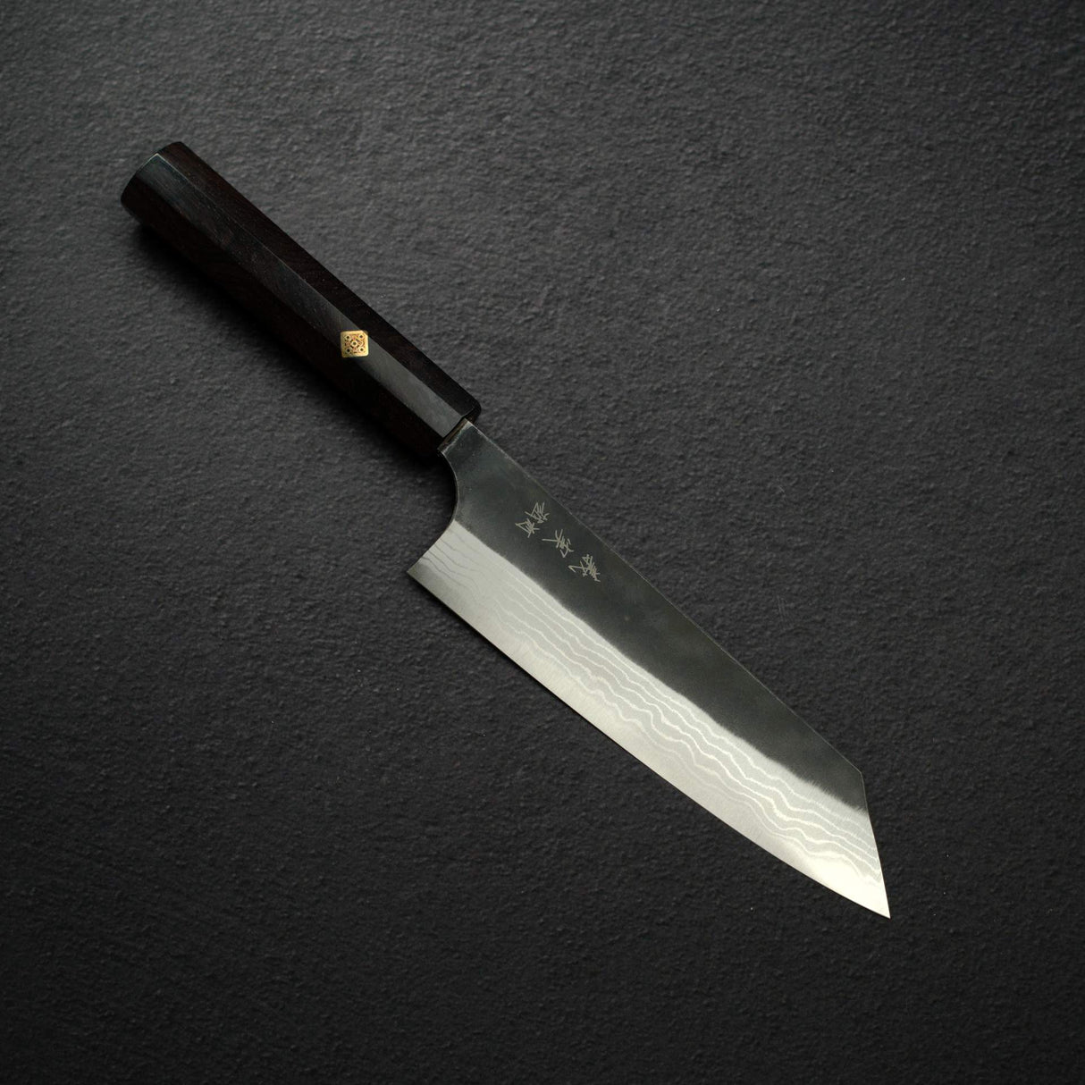 カトウ打刃物製作所 金太郎 白二鋼 ダマスカス 黒打ち 梨地 文化 180mm