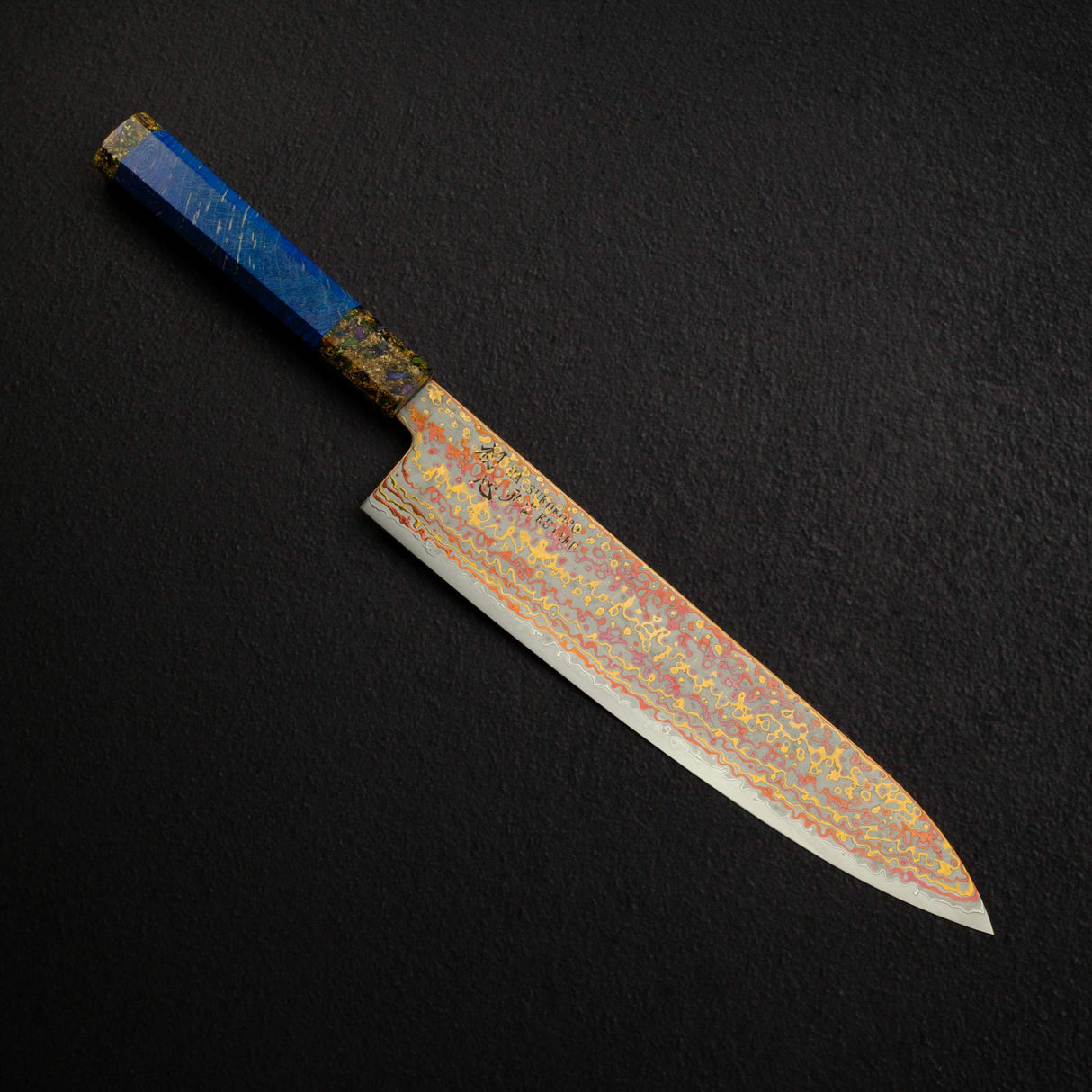 初心 孔雀 V金2号 レインボーダマスカス 牛刀 240mm