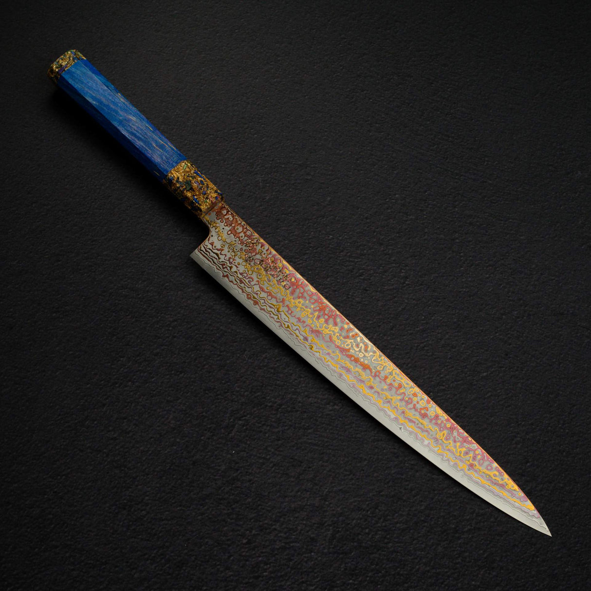 初心 孔雀 V金2号 レインボーダマスカス 筋引 270mm