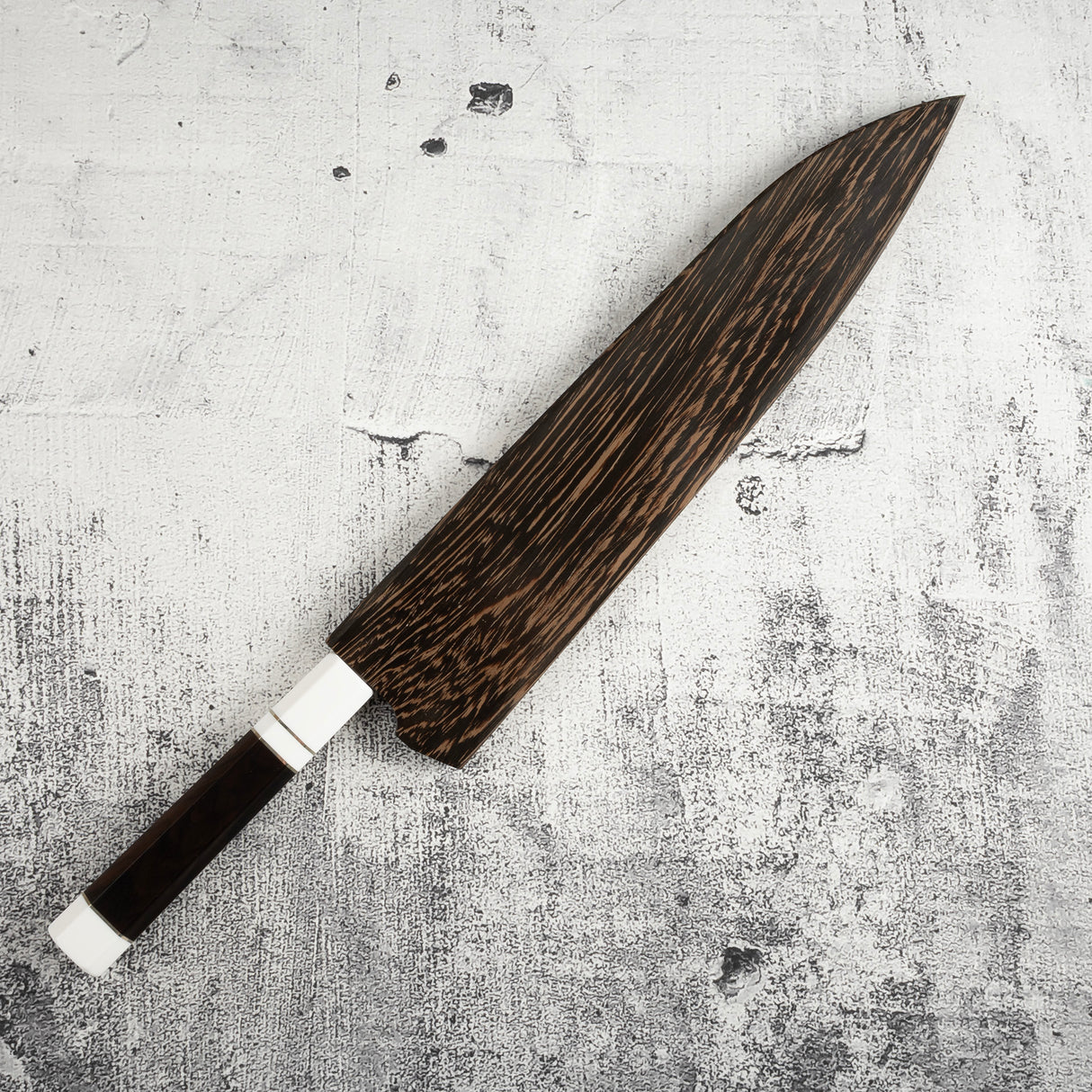 白木 富士山刃紋 本焼 牛刀 270mm 盛箸セット