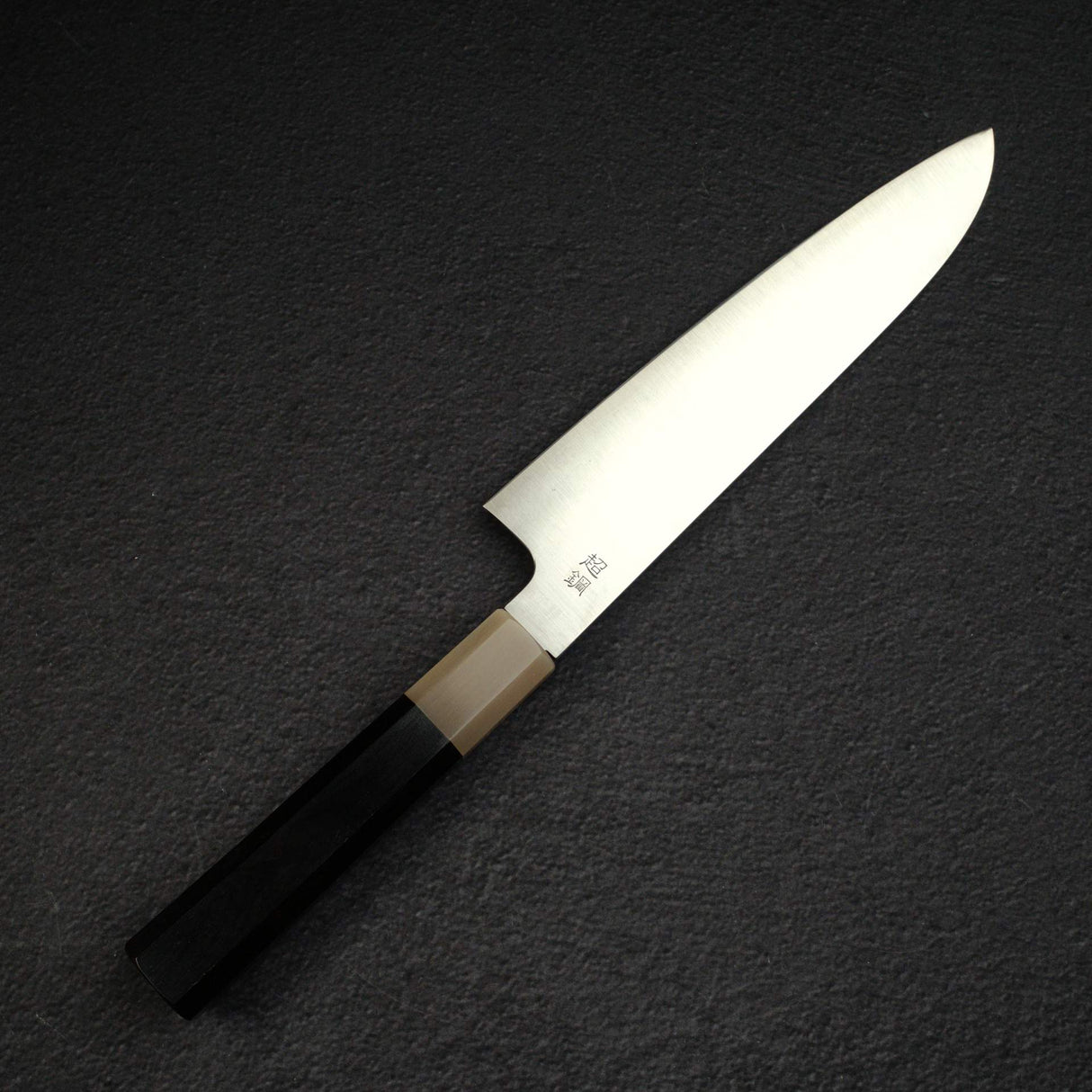 Sukenari ZDP-189 Hairline Santoku 195mm, Ebony Handle with Blonde/Marble Ferrule