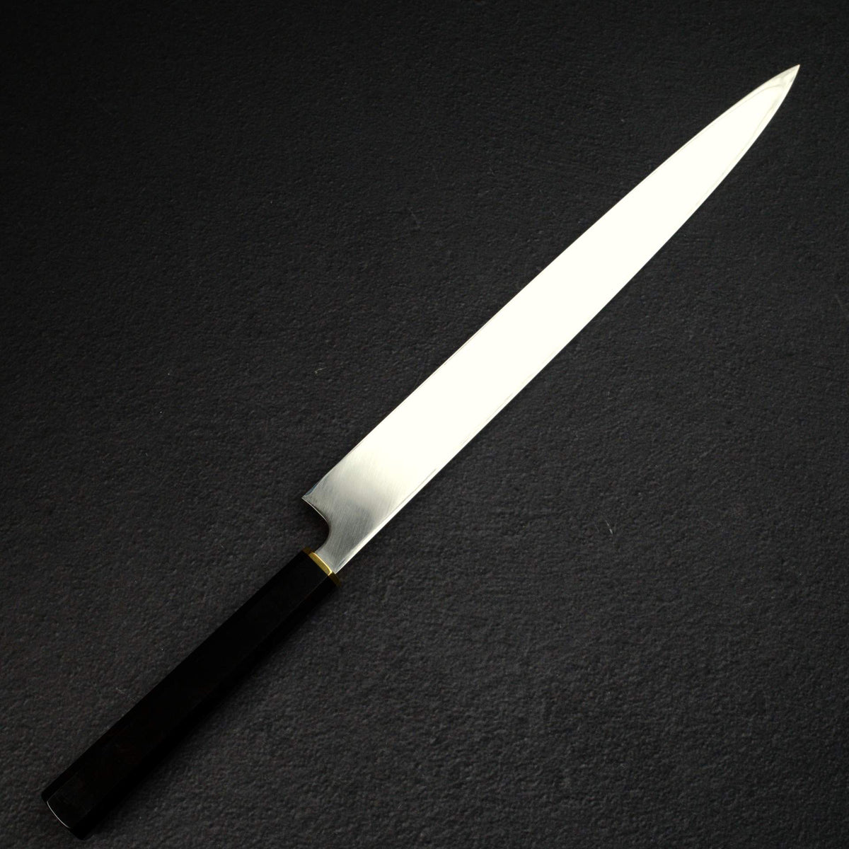 Sukenari HAP40 Mirror Polished Yanagiba 330 mm, Ebony Brass Handle (Hatsukokoro Engraved))