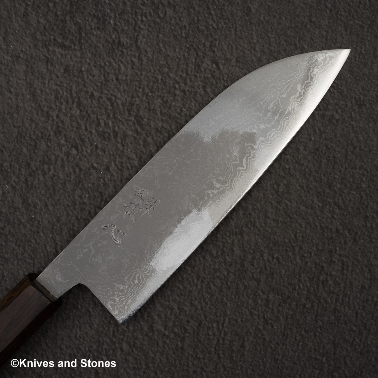 初心 青二鋼 ダマスカス 磨き 三徳 180mm