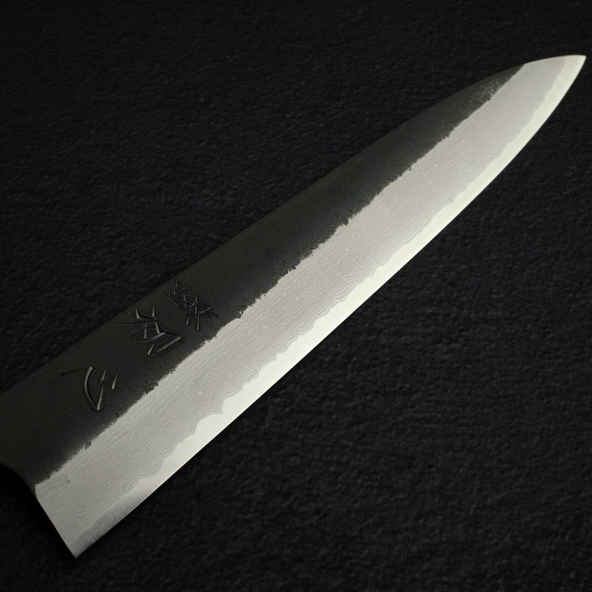 初心 蜃気楼 青紙スーパー ダマスカス 黒打ち 牛刀 240mm