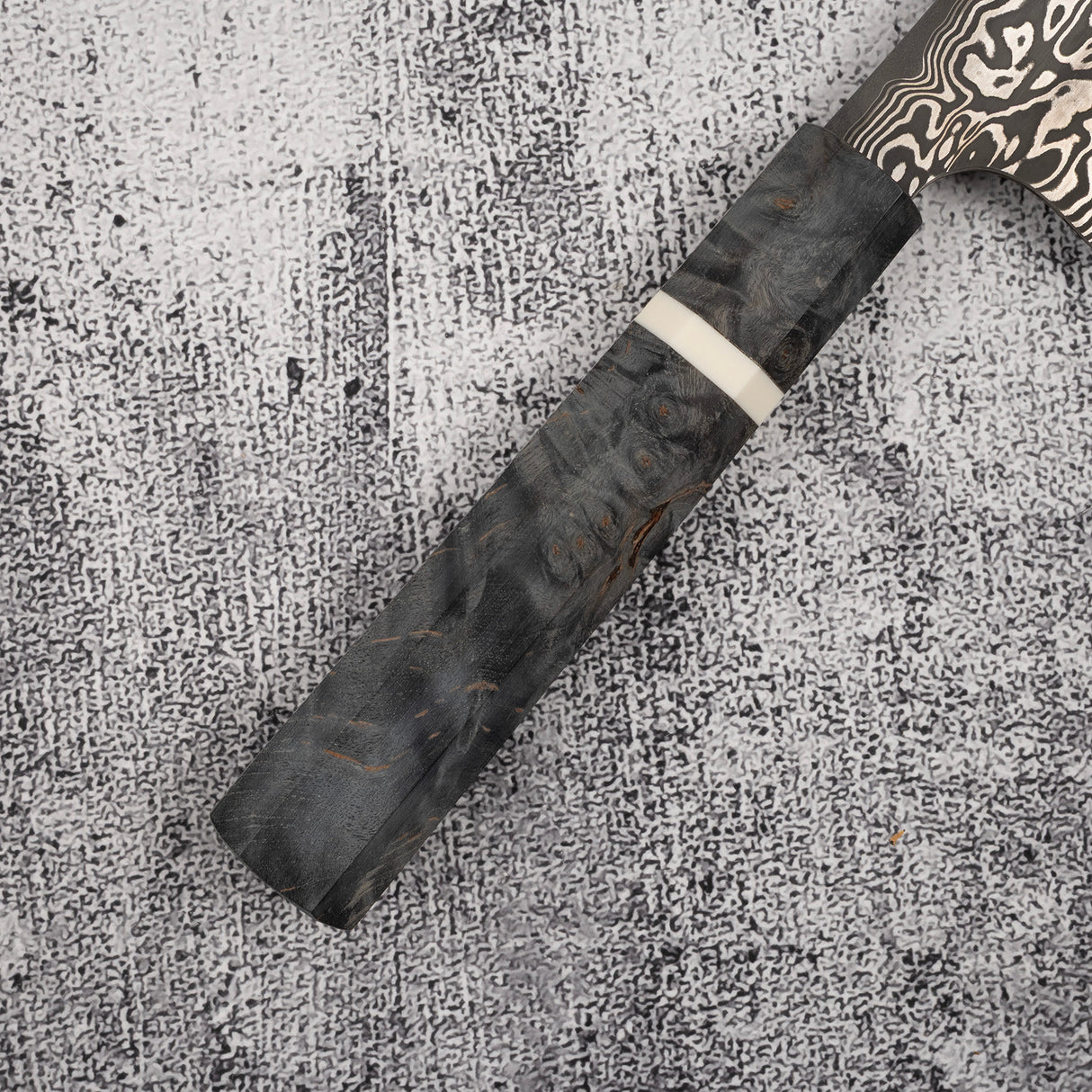 初心 x 二唐刃物鍛造所 悦びスペシャル SLD鋼 黒打ち ダマスカス 切付牛刀 240mm