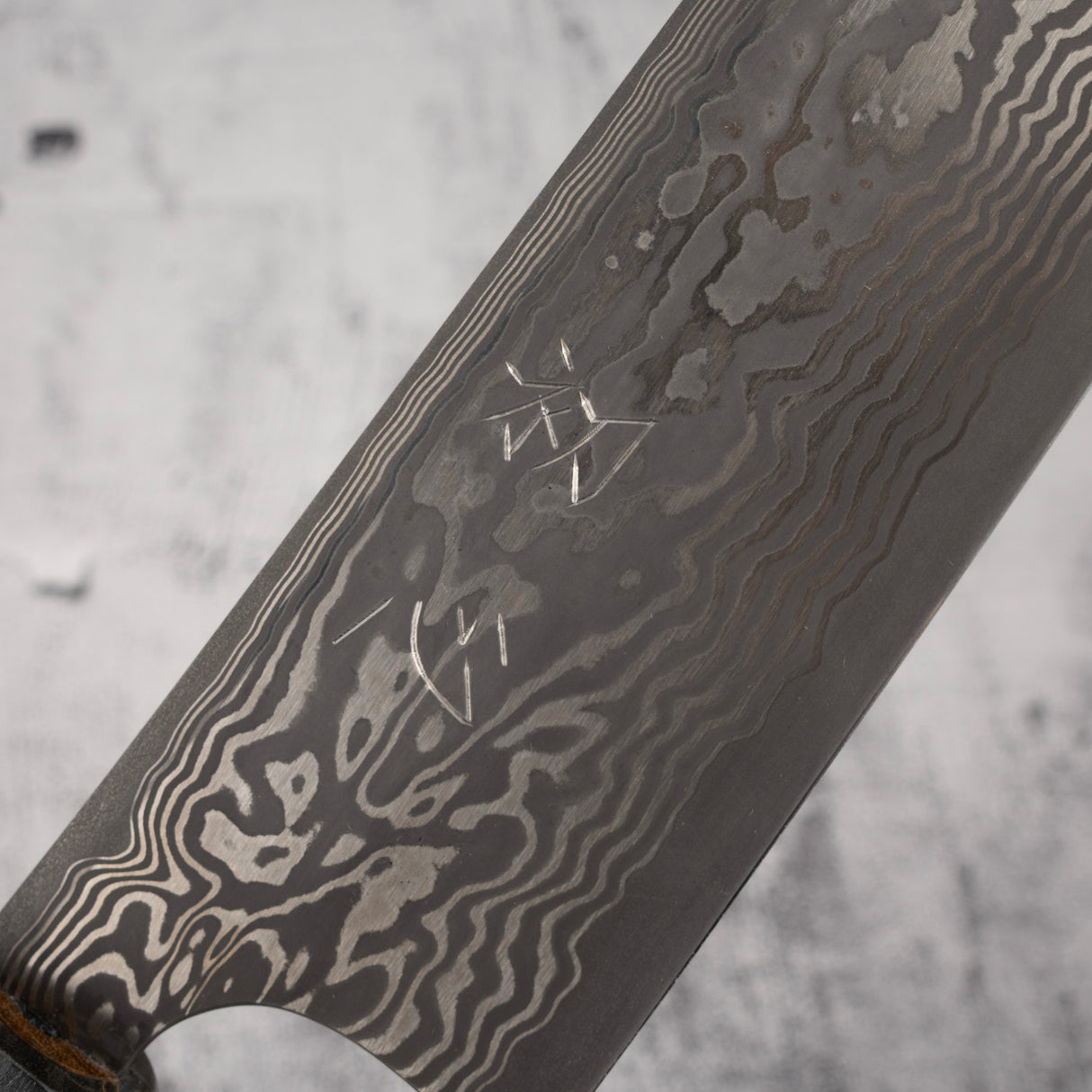 初心 x 二唐刃物鍛造所 悦びスペシャル SLD鋼 黒打ち ダマスカス 切付牛刀 240mm