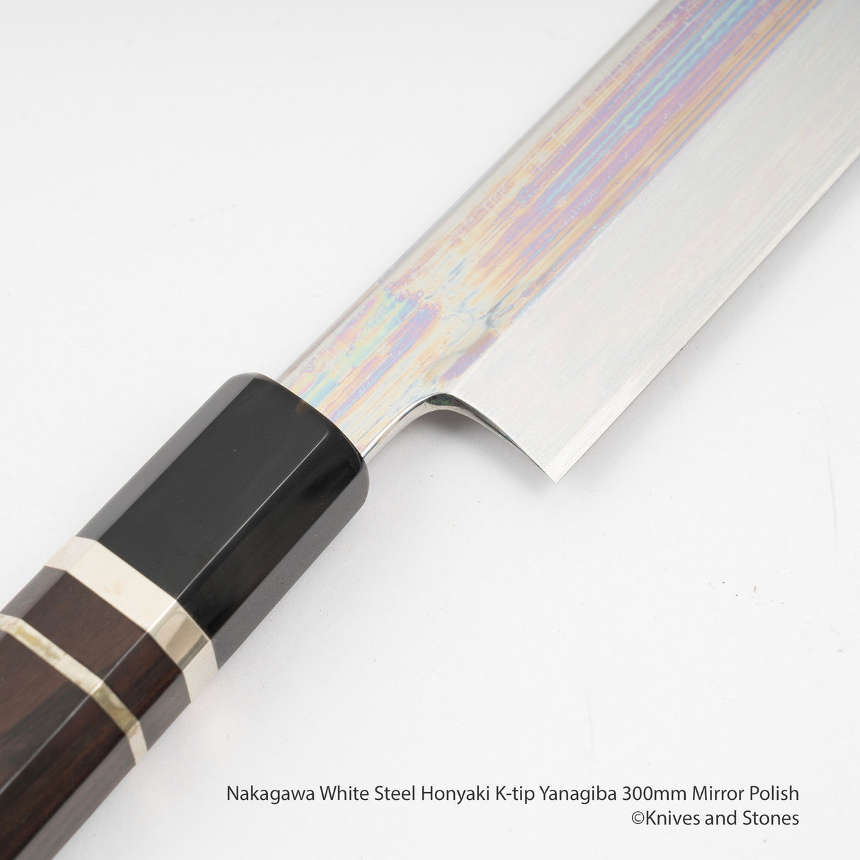 中川 白紙 本焼 切付柳刃 300mm 鏡面仕上げ