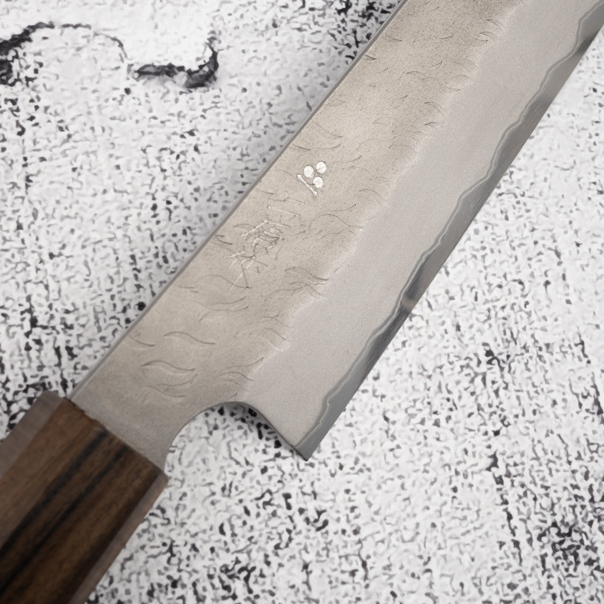 二唐刃物鍛造所 青紙スーパー 先丸筋引 300mm 黒打ち 槌目 チャカテ