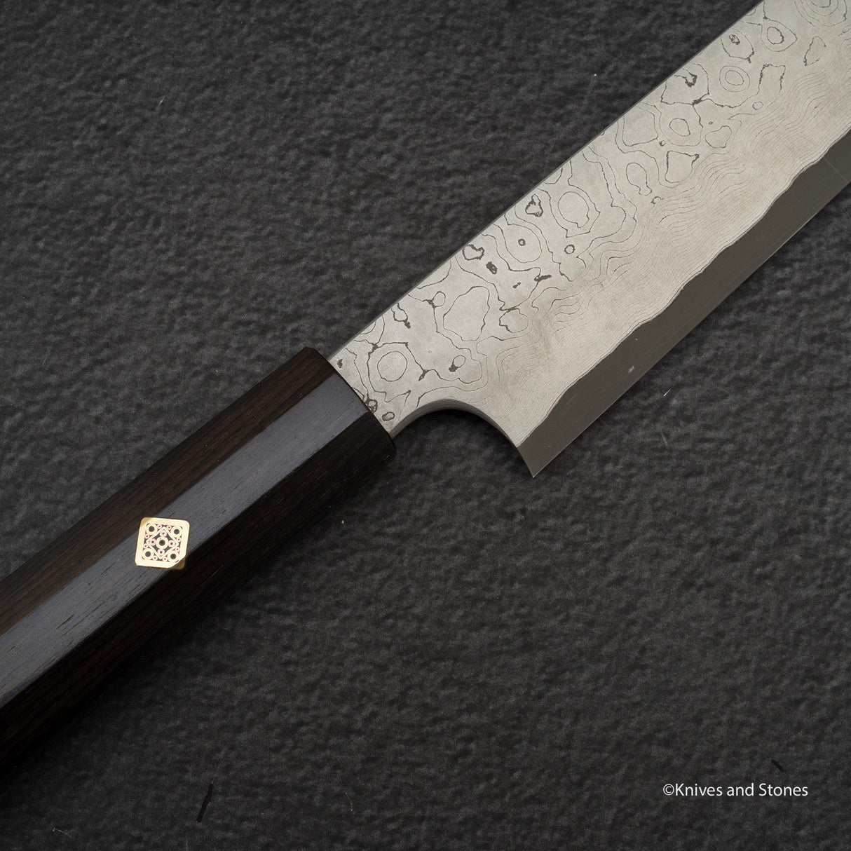 二唐刃物鍛造所 暗門 黒染め 青二鋼 ダマスカス 柳刃 300mm