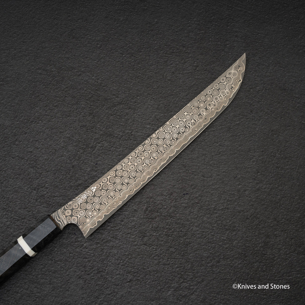 二唐刃物鍛造所 暗紋 SG2 レインドロップダマスカス 先丸筋引 270mm