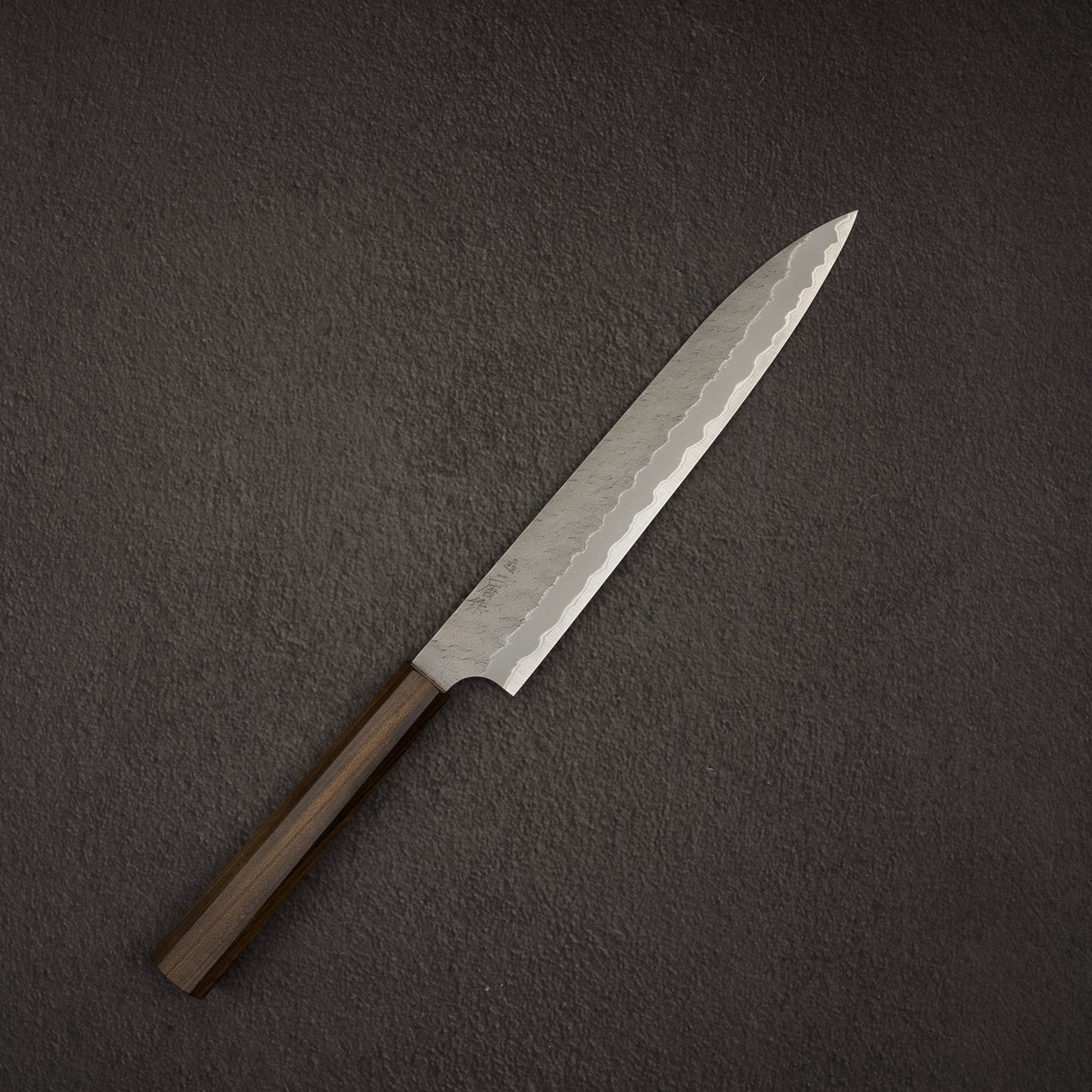 二唐刃物鍛造所 青紙スーパー マット磨き 槌目 筋引 240mm