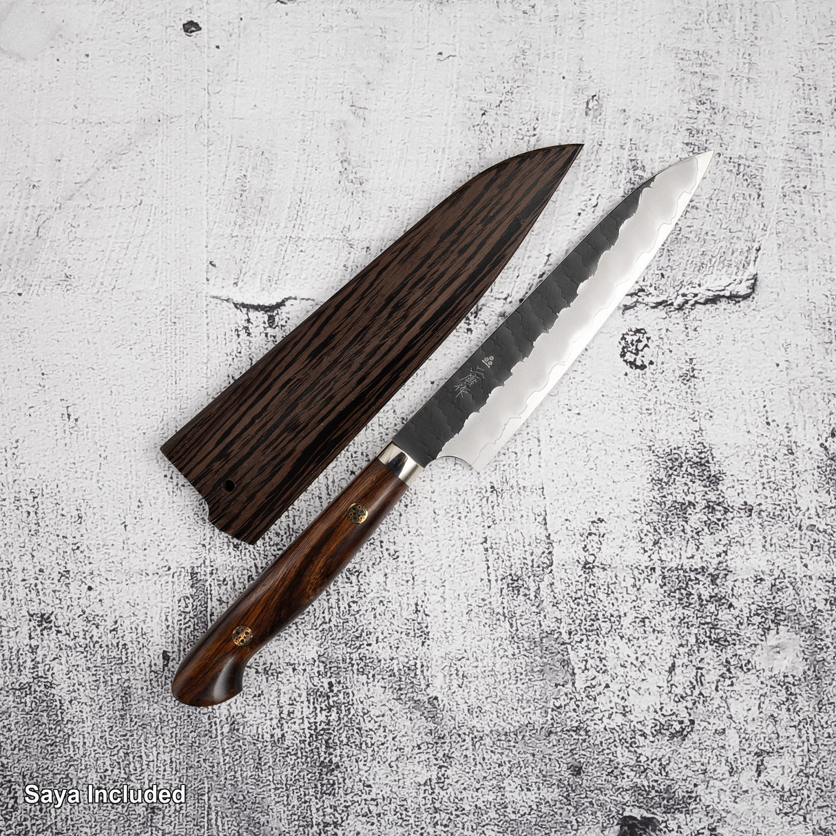 二唐刃物鍛造所 SG2 黒打ち 槌目 ペティナイフ 150mm 鞘付き