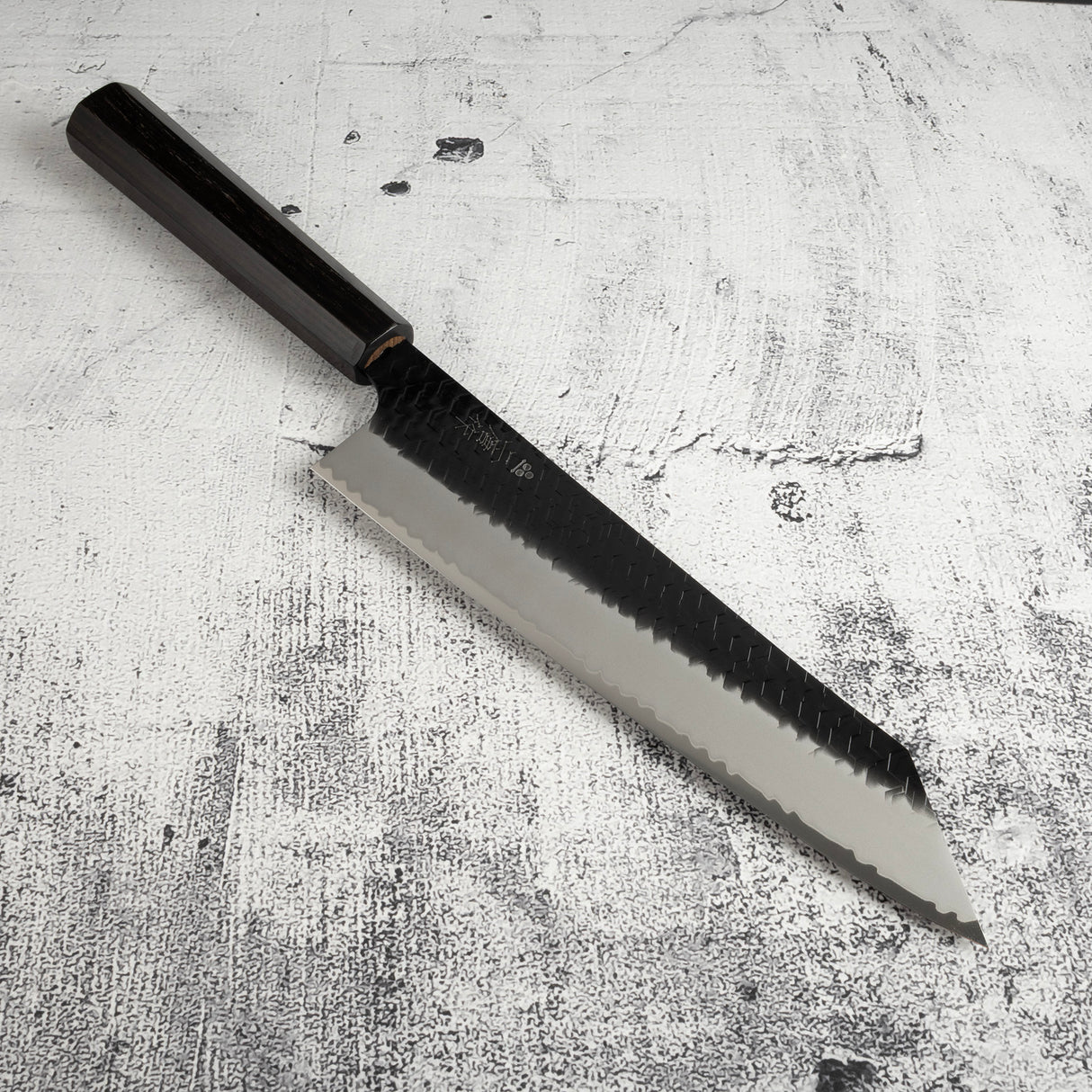 二唐刃物鍛造所 スーパーゴールド2 黒打ち 槌目 切付牛刀 240mm