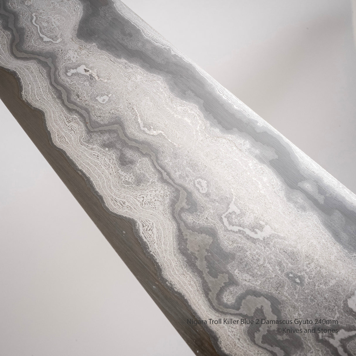 二唐刃物鍛造所 鬼ころし 青二鋼 ダマスカス 牛刀 240mm