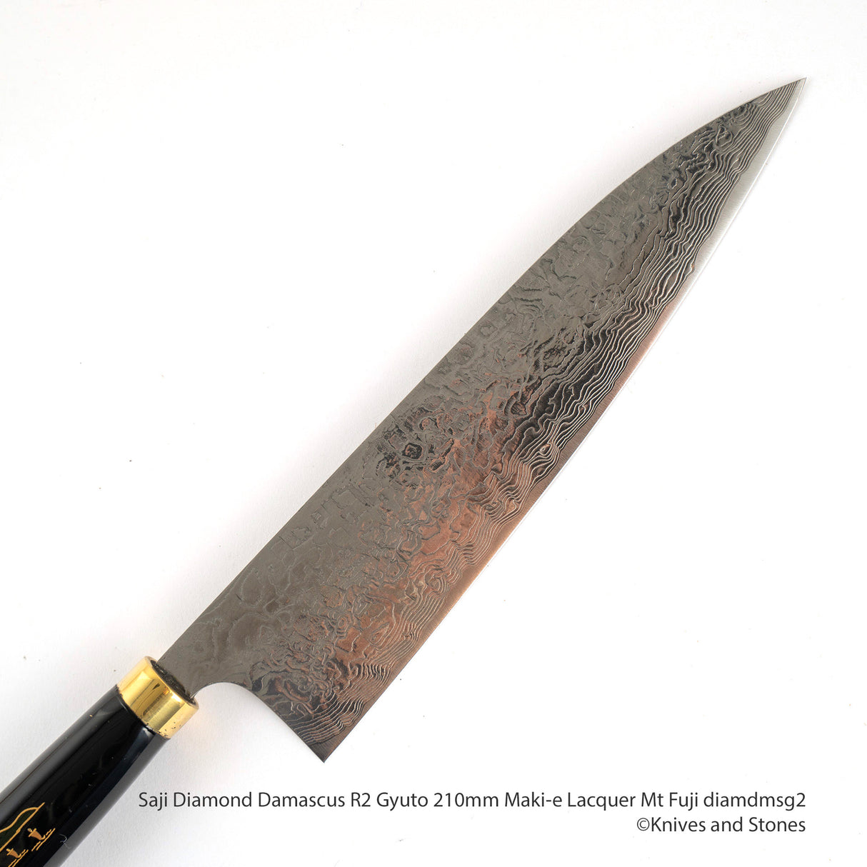佐治打刃物 スーパーゴールド2 ダイヤモンドダマスカス 牛刀 210mm 富士山蒔絵漆鞘・ハンドルセット