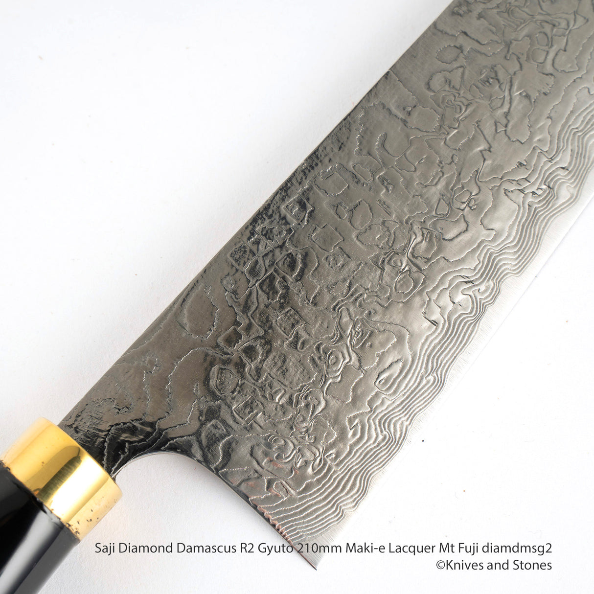 佐治打刃物 スーパーゴールド2 ダイヤモンドダマスカス 牛刀 210mm 富士山蒔絵漆鞘・ハンドルセット
