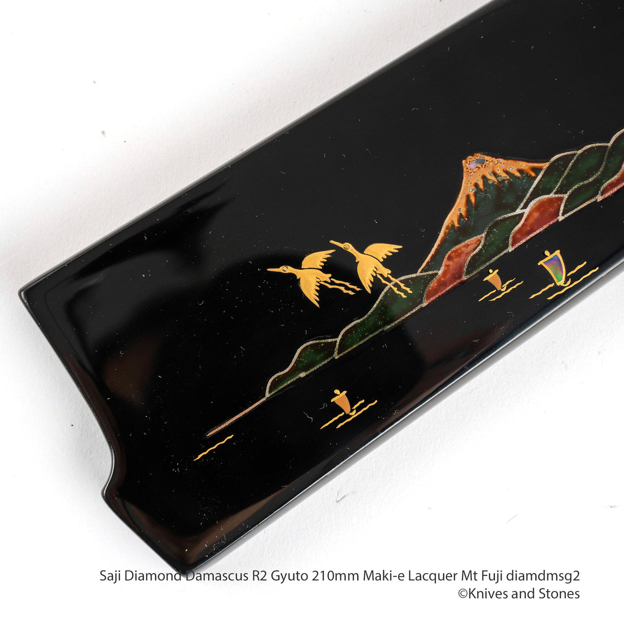 佐治打刃物 スーパーゴールド2 ダイヤモンドダマスカス 牛刀 210mm 富士山蒔絵漆鞘・ハンドルセット