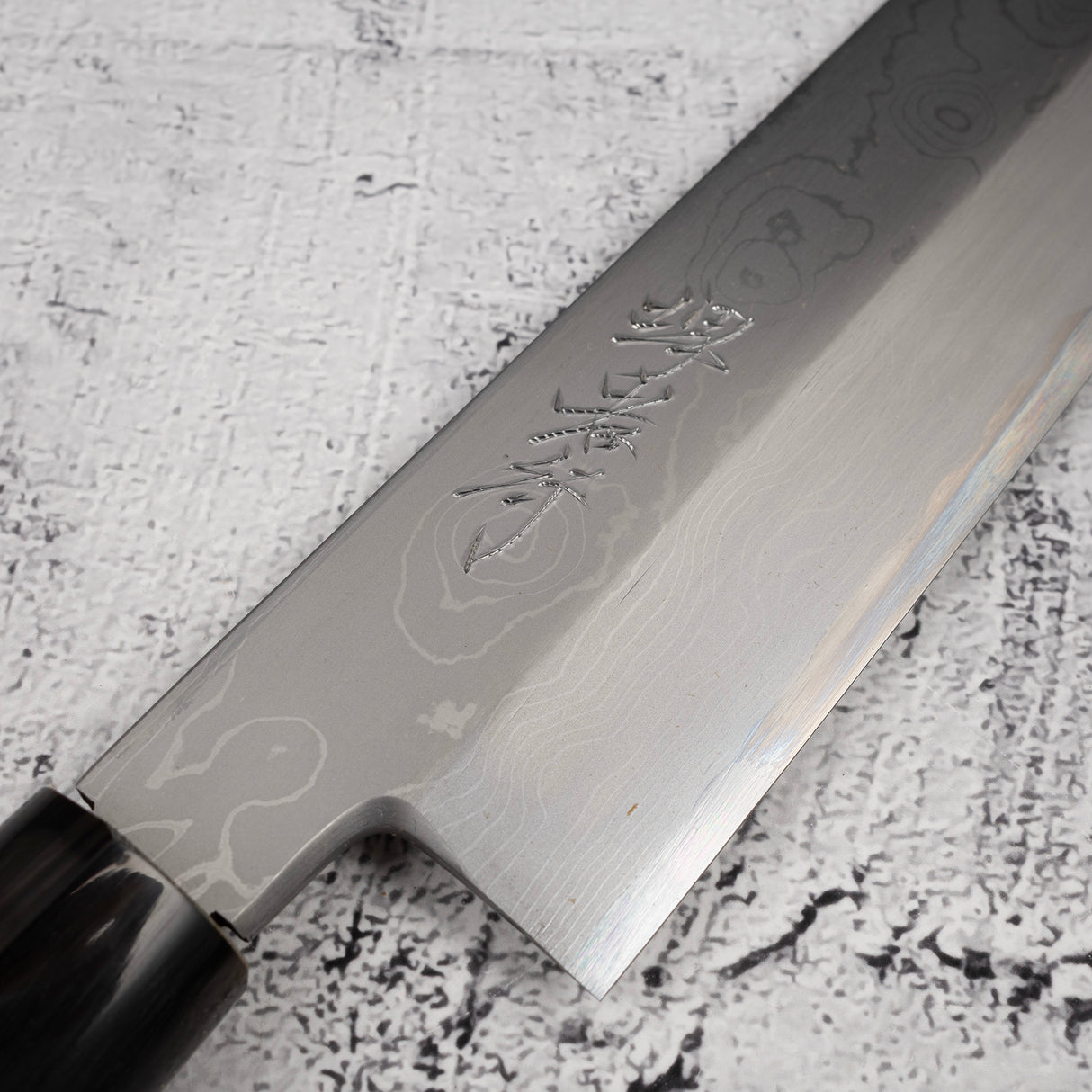 青木刃物製作所 渦潮 白二鋼 ダマスカス 鎌形薄刃 195mm