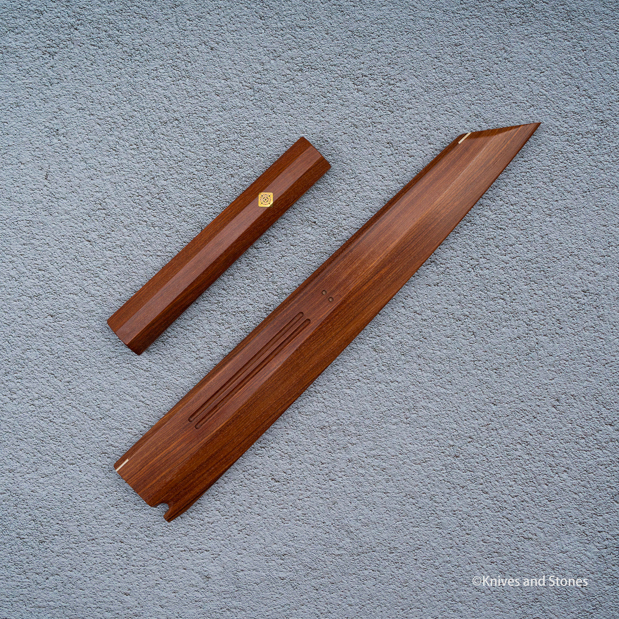 K&S 切付柳刃 マグネット式鞘・ハンドルセット 安定化カーリーメイプル/エボニー/パウロサ