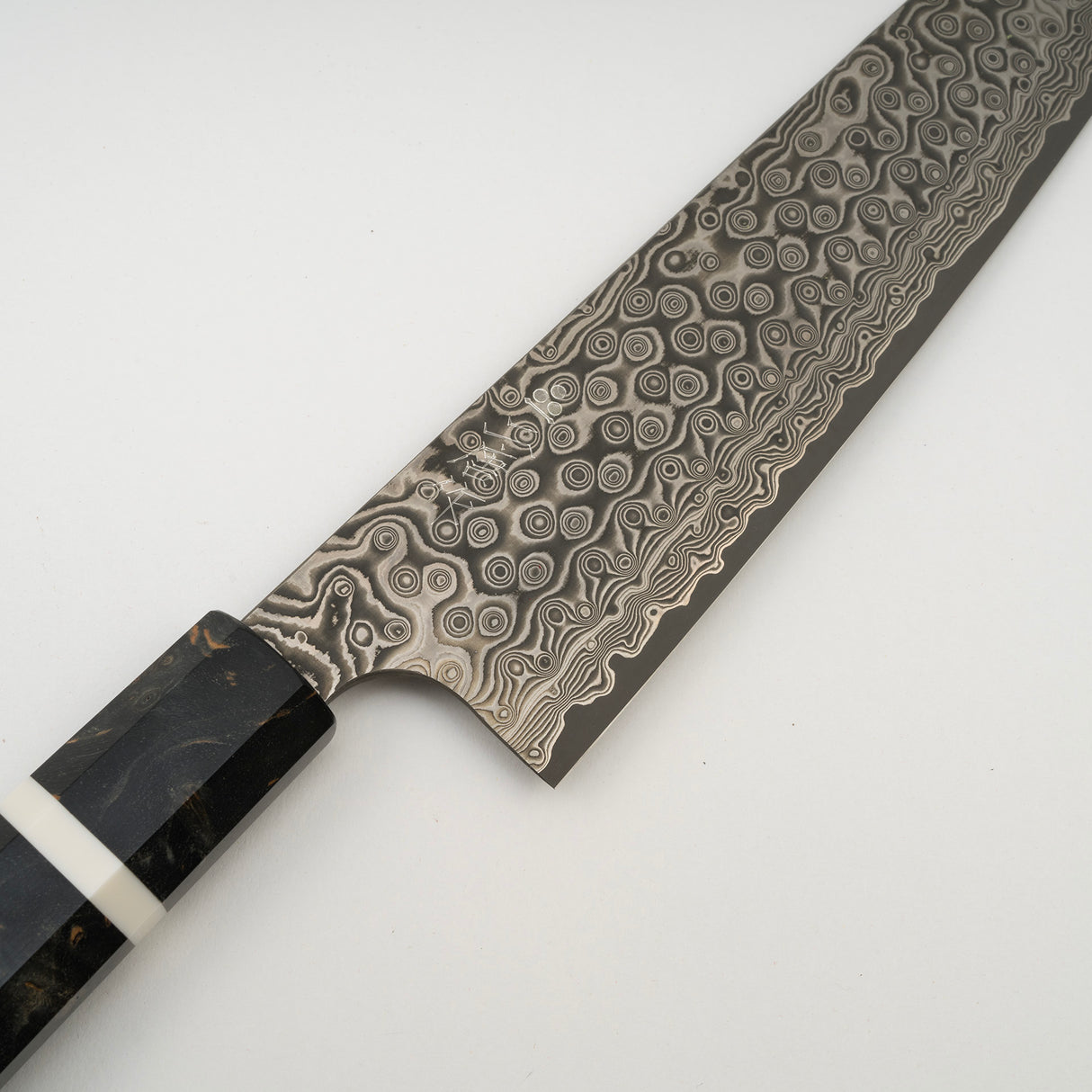 二唐刃物鍛造所 暗門 スーパーゴールド2 レインドロップダマスカス 牛刀 240mm