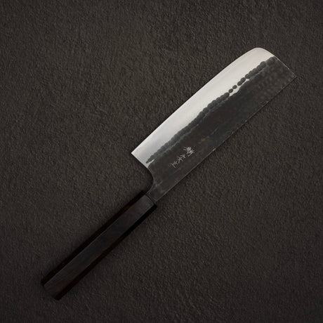 安立打刃物 青紙スーパー 槌目 黒打ち 菜切 165mm