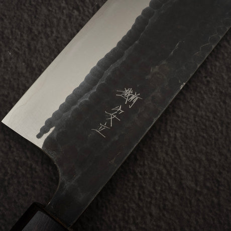 安立打刃物 青紙スーパー 槌目 黒打ち 菜切 165mm
