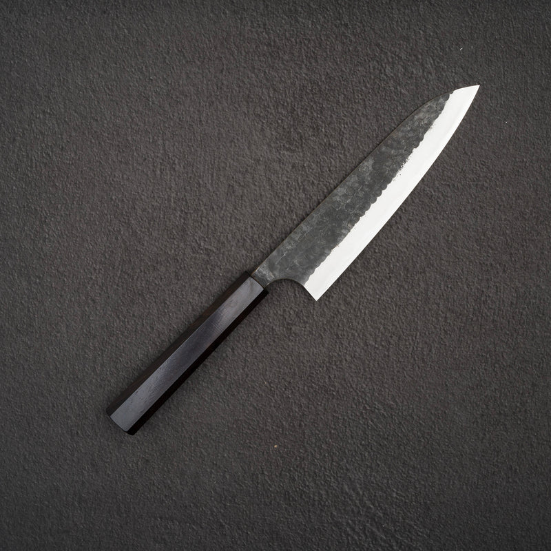 安立打刃物 青紙スーパー 槌目 黒打ち 牛刀 180mm