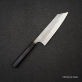 安竜 青二鋼 槌目 文化包丁 175mm ステンレスクラッド エボニーハンドル