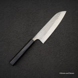 安竜 青二鋼 槌目 三徳包丁 170mm ステンレスクラッド エボニー