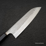 安竜 青二鋼 槌目 三徳包丁 170mm ステンレスクラッド エボニー