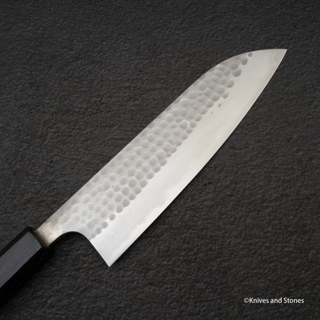 安竜 青二鋼 槌目 三徳包丁 170mm ステンレスクラッド エボニー