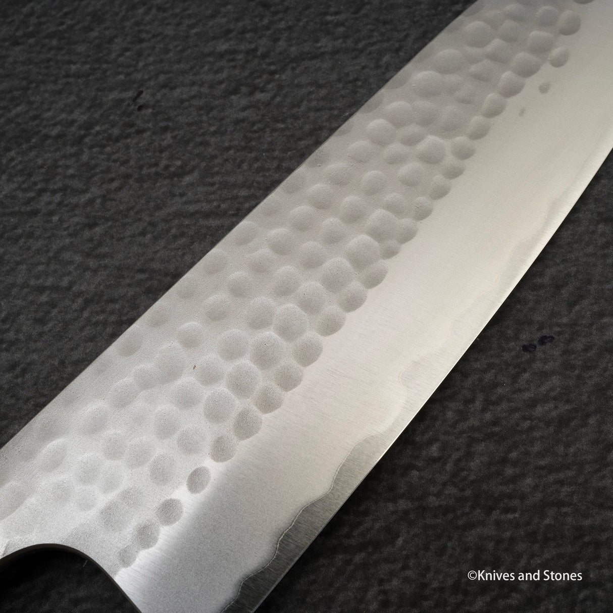 安竜 青二鋼 槌目 三徳包丁 170mm ステンレスクラッド エボニー