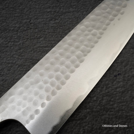 安竜 青二鋼 槌目 三徳包丁 170mm ステンレスクラッド エボニー