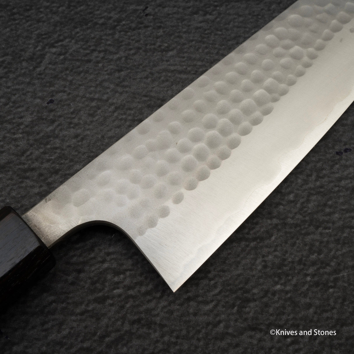 安竜 青二鋼 槌目 三徳包丁 170mm ステンレスクラッド エボニー