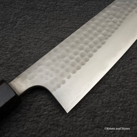 安竜 青二鋼 槌目 三徳包丁 170mm ステンレスクラッド エボニー