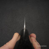 安竜 青二鋼 槌目 三徳包丁 170mm ステンレスクラッド エボニー
