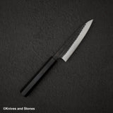 安立打刃物 青紙スーパー 槌目 黒打ち ペティナイフ 120mm