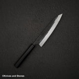 安立打刃物 青紙スーパー 槌目 黒打ち ペティナイフ 150mm