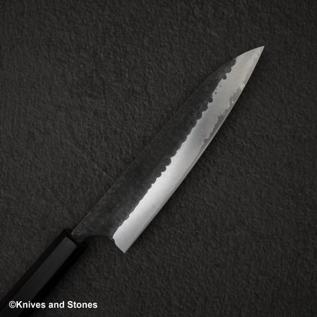 安立打刃物 青紙スーパー 槌目 黒打ち ペティナイフ 150mm