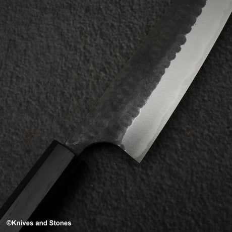 安立打刃物 青紙スーパー 槌目 黒打ち ペティナイフ 150mm